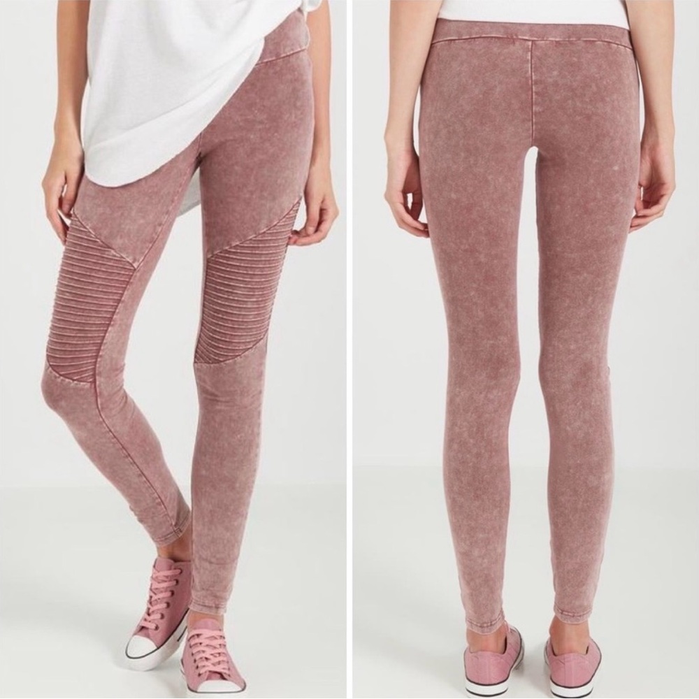 💗 Cotton On Dusty Rose Pink Moto Knit Leggings